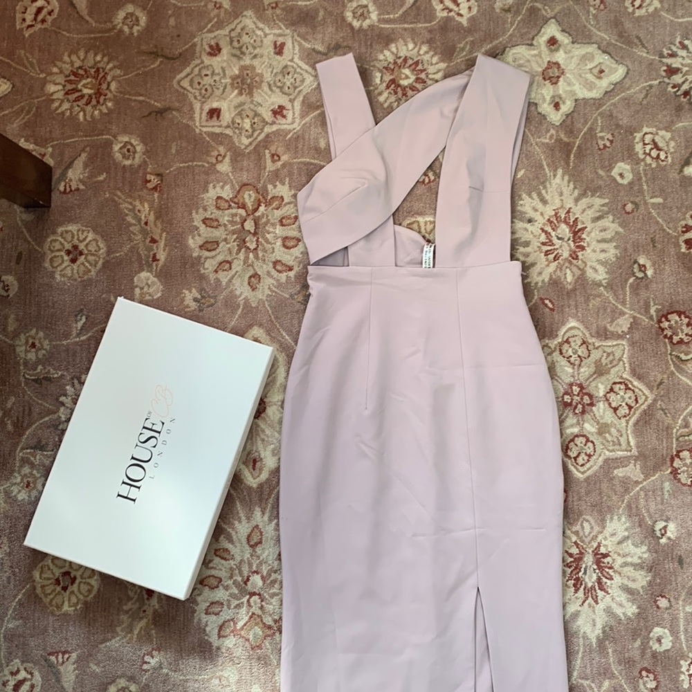 House of CB Blush Pink Cross-Over Strap Midi Dress